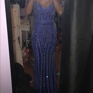 BLUE SEQUENCE PROM DRESS